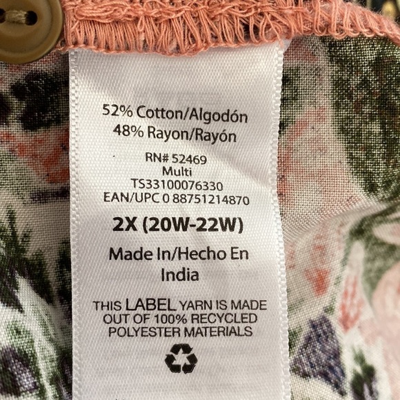 NWT Terra & Sky Peasant Blouse Womens 2X cotton Plus Ruffles Cottage core - Picture 13 of 14